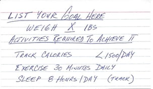 3 X 5 Index Card - Weight Goal - Activities