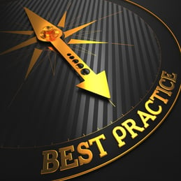 Best Practice - Business Background. Golden Compass Needle on a Black Field Pointing to the Word Best Practice. 3D Render.-1