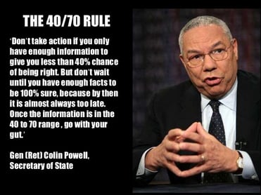 Colin Powell P= 40-70 Rule