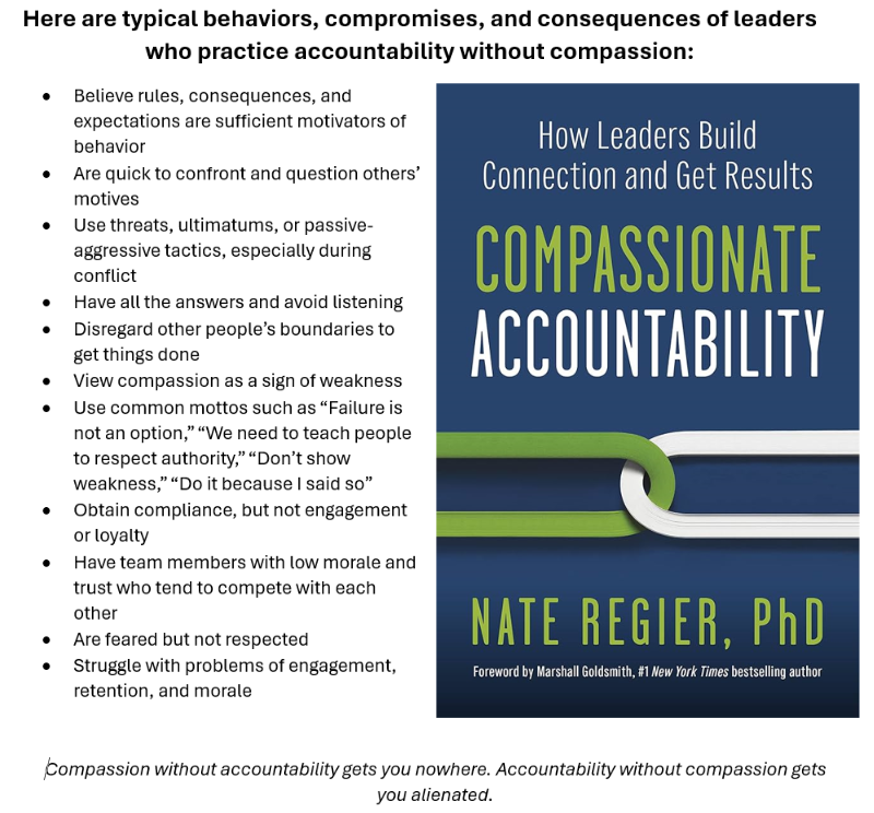 Compassionate Accountability - Behaviors, compromises, and consequences of leaders who practice accountability without COMPASSION