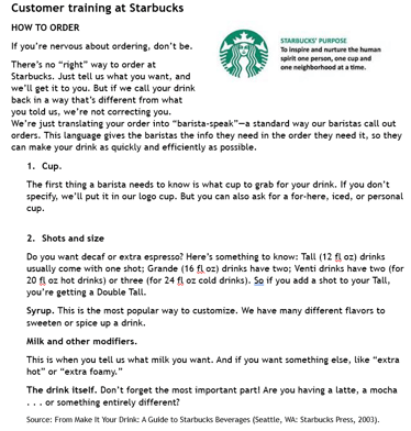 Customer Training at Starbuck - How to Order