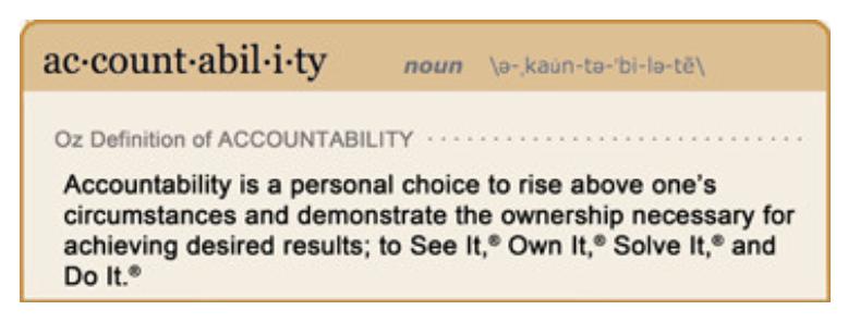 Def of Accountability - See it, Own it, Solve it, Do it