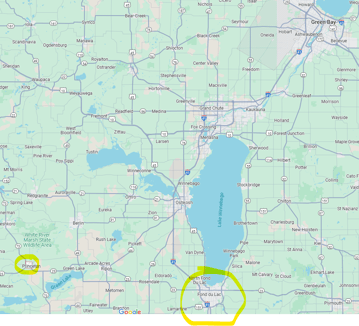 Princeton, WI Map includes Fond du Lac, GB