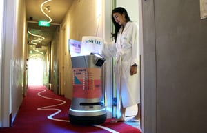 Savioke's Relay Robot with Guest Hotel