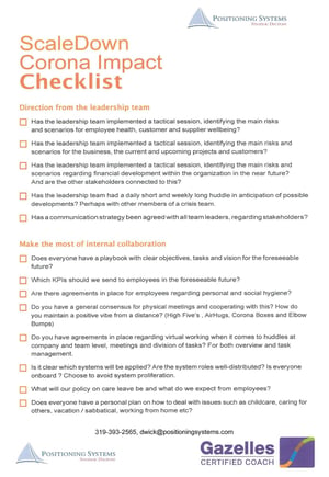 ScaleDown Corona Impact Checklist