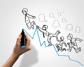 Hand drawing image of businessman. Business challenge-3