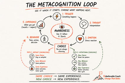 The metacognition loop - Human hand drawn - Unbeleivable Coach logo