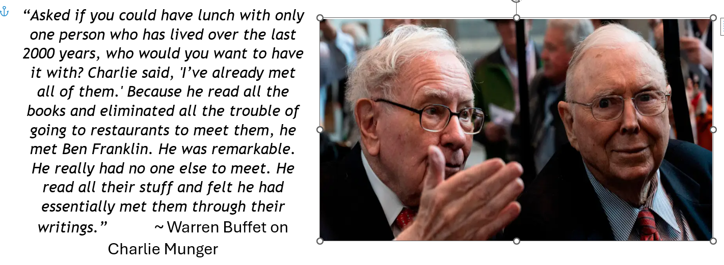Warren Buffet on Charlie Munger - Who would you like to meet - books